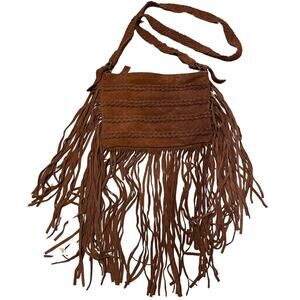 Muche et Muchette Fringe Suede Crossbody Bag | Boho Braided Strap, Festival Gift